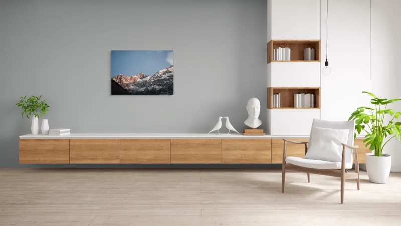 Tablou Canvas, "Munții îmbrăcați în mantia zăpezii", Munți, Zăpadă, Cer, Stânci, Pitoresc, 100 x 70 cm – poza 6