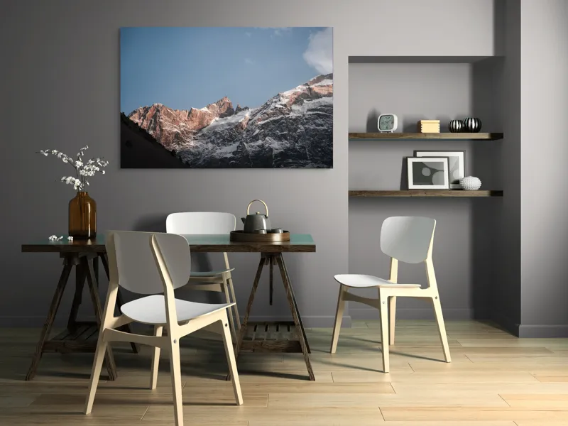 Tablou Canvas, "Munții îmbrăcați în mantia zăpezii", Munți, Zăpadă, Cer, Stânci, Pitoresc, 150 x 100 cm – poza 5