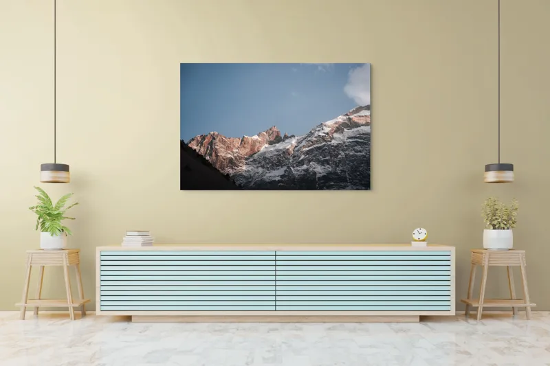 Tablou Canvas, "Munții îmbrăcați în mantia zăpezii", Munți, Zăpadă, Cer, Stânci, Pitoresc, 150 x 100 cm – poza 6