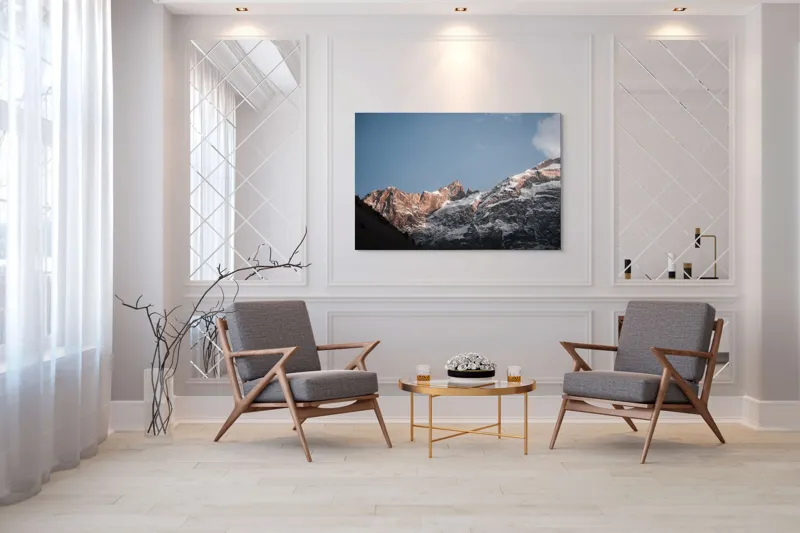 Tablou Canvas, "Munții îmbrăcați în mantia zăpezii", Munți, Zăpadă, Cer, Stânci, Pitoresc, 150 x 100 cm – poza 7