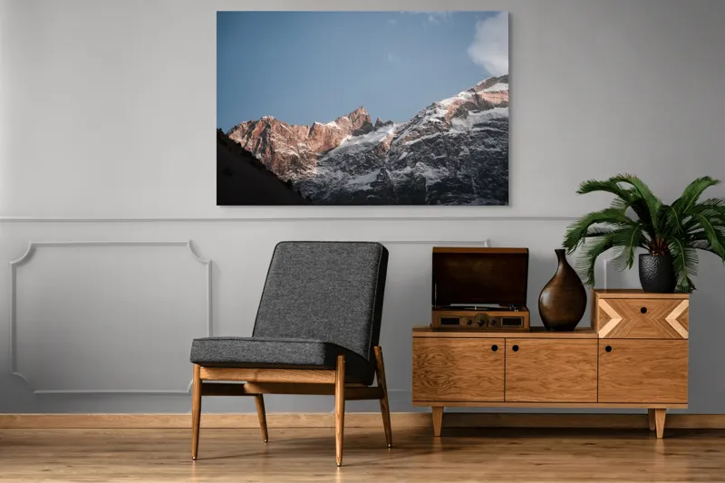Tablou Canvas, "Munții îmbrăcați în mantia zăpezii", Munți, Zăpadă, Cer, Stânci, Pitoresc, 150 x 100 cm – poza 8