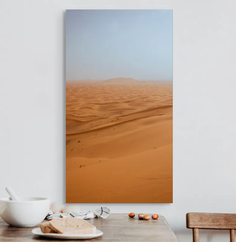 Tablou Canvas, "Infinitatea liniștită a nisipurilor aurii", Deșert, Nisipuri, Dune, Orizont, Ariditate, Liniște, Întindere, Vastitate, Seninătate, Solitudine, 50 x 90 cm – poza 3