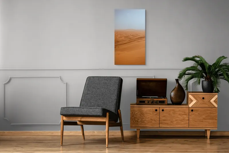 Tablou Canvas, "Infinitatea liniștită a nisipurilor aurii", Deșert, Nisipuri, Dune, Orizont, Ariditate, Liniște, Întindere, Vastitate, Seninătate, Solitudine, 50 x 90 cm – poza 8