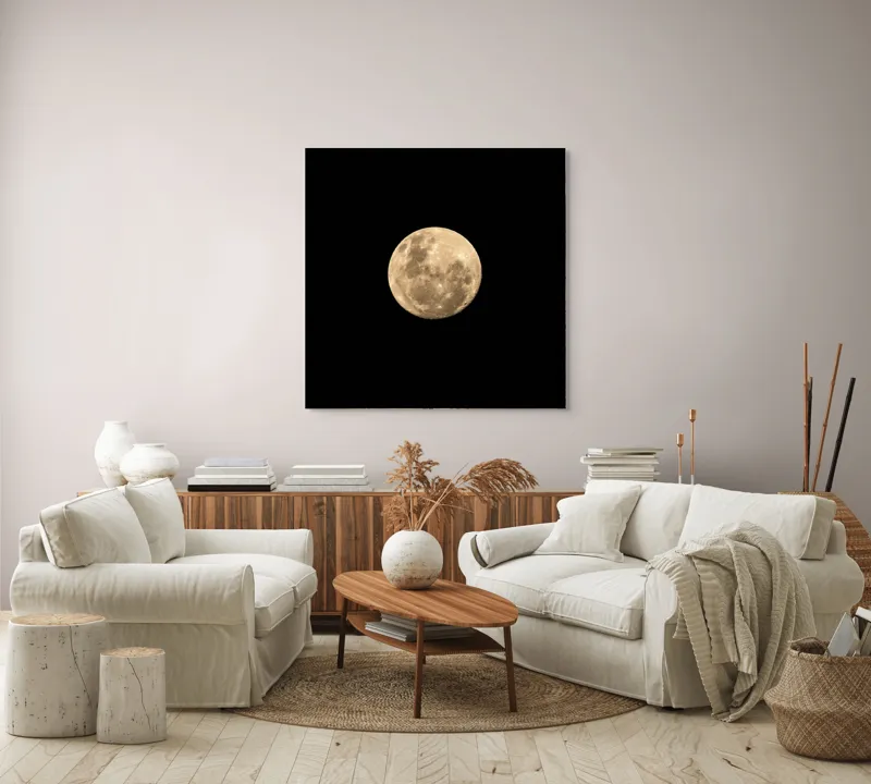Tablou Canvas, "Luna plină pe cerul întunecat", Lună, Plină, Strălucitoare, Misterioasă, Nocturnă, Rotundă, 100 x 100 cm – poza 3