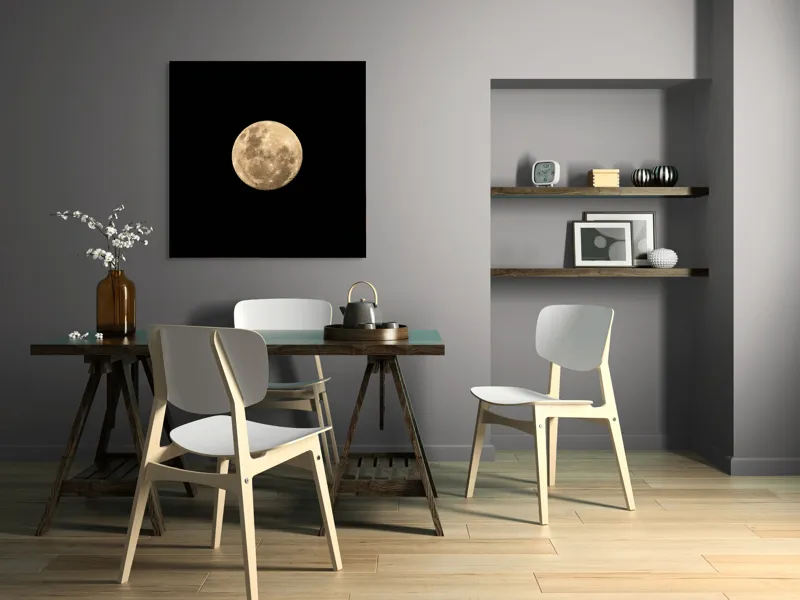 Tablou Canvas, "Luna plină pe cerul întunecat", Lună, Plină, Strălucitoare, Misterioasă, Nocturnă, Rotundă, 100 x 100 cm – poza 6