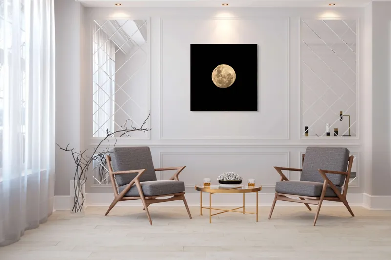 Tablou Canvas, "Luna plină pe cerul întunecat", Lună, Plină, Strălucitoare, Misterioasă, Nocturnă, Rotundă, 100 x 100 cm – poza 7