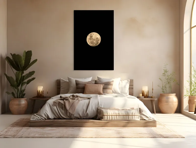 Tablou Canvas, "Luna plină pe cerul întunecat", Lună, Plină, Strălucitoare, Misterioasă, Nocturnă, Rotundă, 100 x 150 cm – poza 3