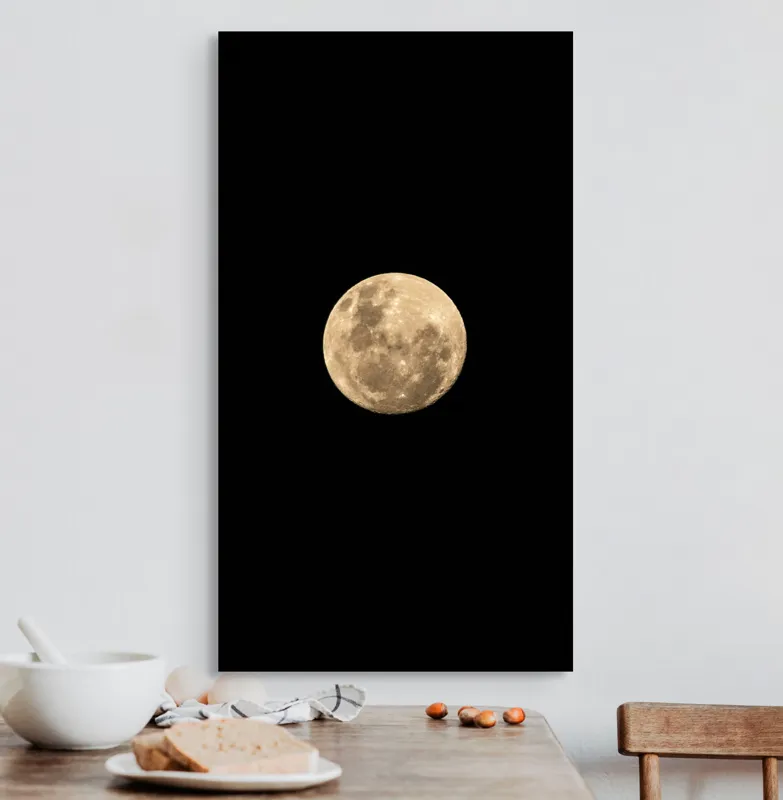 Tablou Canvas, "Luna plină pe cerul întunecat", Lună, Plină, Strălucitoare, Misterioasă, Nocturnă, Rotundă, 50 x 90 cm – poza 3