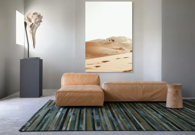 Tablou Canvas, "Drumeție în deșertul nesfârșit cu cămilă", Deșert, Dune, Cămilă, Singurătate, Liniște, Soare, Nisip, Umbre, 100 x 150 cm – poza 7