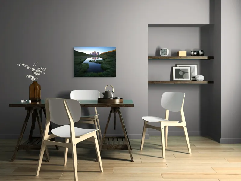 Tablou Canvas, "Reflecții ale crestelor în apă lină", Renastere, Reflexie, Liniste, Grandeur, Splendoare, Natura, Verdeata, Uimire, Serenitate, Maretie, 70 x 50 cm – poza 5