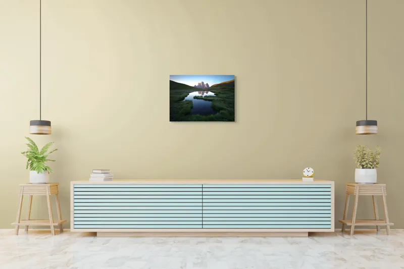 Tablou Canvas, "Reflecții ale crestelor în apă lină", Renastere, Reflexie, Liniste, Grandeur, Splendoare, Natura, Verdeata, Uimire, Serenitate, Maretie, 70 x 50 cm – poza 7