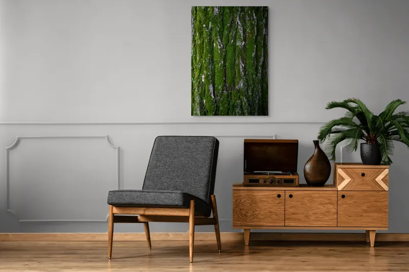 Tablou Canvas, "Tăcerea verde a arborelui bătrân", Scoarță, Mușchi, Textură, Natură, Verde, Rugozitate, Copac, Organic., 70 x 100 cm – poza 6