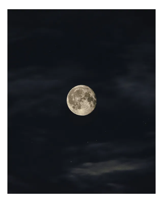 Tablou Canvas, "Luna plină în noaptea adâncă", Lună, Noapte, Întuneric, Cer, Mister, Lumină, Liniște, 50 x 70 cm