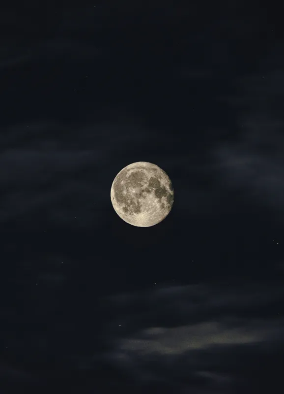 Tablou Canvas, "Luna plină în noaptea adâncă", Lună, Noapte, Întuneric, Cer, Mister, Lumină, Liniște, 39 x 54 cm – poza 2