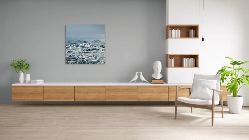Tablou Canvas, "Împărăția tăcută a gheții albastre", Gheață, Munte, Cer, Peisaj, Nordic, Frig, Natură, Înghețat, 100 x 100 cm – poza 8