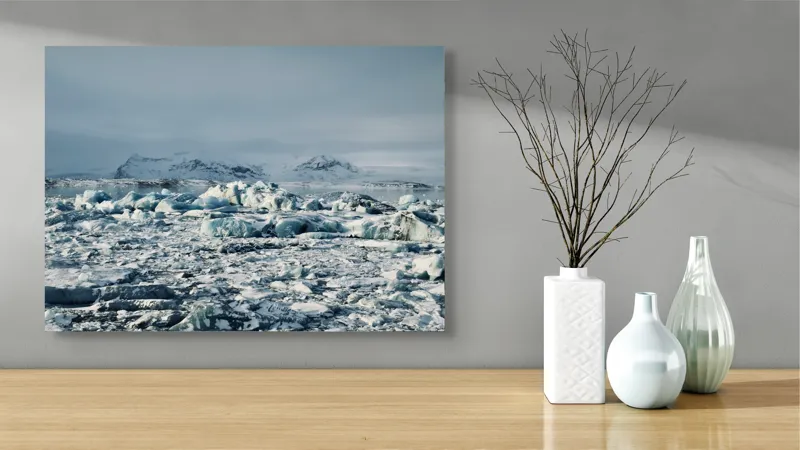 Tablou Canvas, "Împărăția tăcută a gheții albastre", Gheață, Munte, Cer, Peisaj, Nordic, Frig, Natură, Înghețat, 70 x 50 cm – poza 3