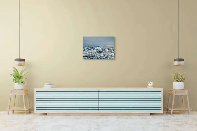 Tablou Canvas, "Împărăția tăcută a gheții albastre", Gheață, Munte, Cer, Peisaj, Nordic, Frig, Natură, Înghețat, 70 x 50 cm – poza 7