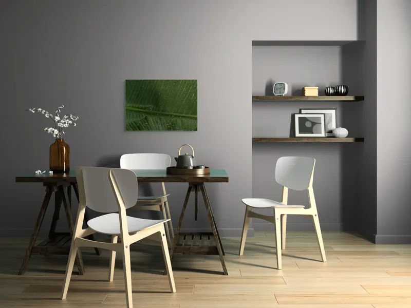 Tablou Canvas, "Picături de ploaie pe frunză verde", Frunze, Verde, Picături, Natură, Textură, Umiditate, Prim-plan, Plante, Proaspăt, Răcoare, 70 x 50 cm – poza 5