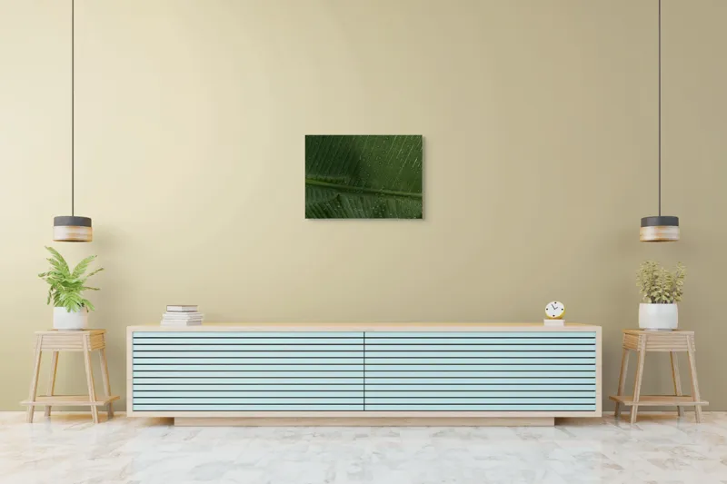 Tablou Canvas, "Picături de ploaie pe frunză verde", Frunze, Verde, Picături, Natură, Textură, Umiditate, Prim-plan, Plante, Proaspăt, Răcoare, 70 x 50 cm – poza 7