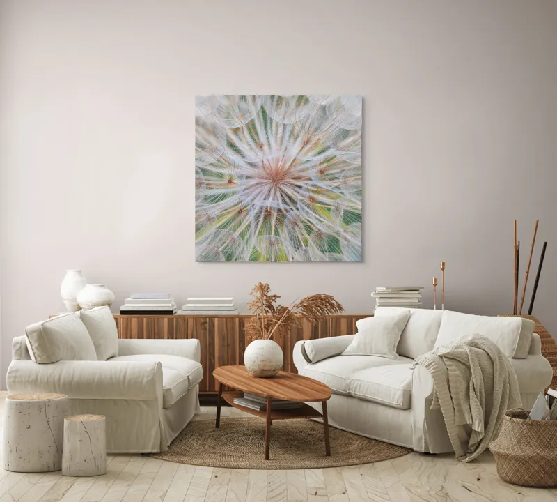 Tablou Canvas, "Cercul delicat al naturii efemere", Floare, Gingașă, Eterică, Fragilă, Delicată, Aerisită, Efemeră, Natură, Minunată, Plutitoare, 100 x 100 cm – poza 3