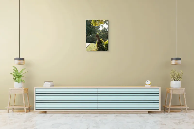 Tablou Canvas, "Magia naturii în grădina de vară", Arbore, Frunziș, Trunchi, Natural, Verde, Cărare, Grădină, Vegetație, Cer, Luminozitate, 50 x 70 cm – poza 6