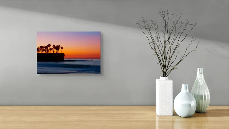 Tablou Canvas pe tema Apus tropical și oceanul cu palmieri, 39 x 26 cm – poza 8