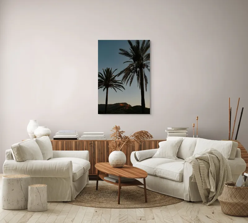 Tablou Canvas Apus tropical sub palmieri falnici siluetă din natură, 70 x 100 cm – poza 4