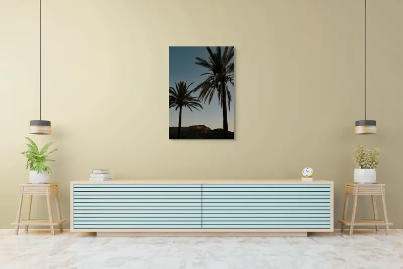 Tablou Canvas Apus tropical sub palmieri falnici siluetă din natură, 70 x 100 cm – poza 5