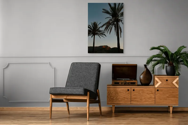 Tablou Canvas Apus tropical sub palmieri falnici siluetă din natură, 70 x 100 cm – poza 6