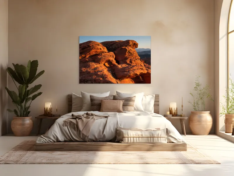 Tablou Canvas, "Rock Formation at Sunset", Pietre, Roci, Apus, Peisaj, Natura, Desert, Texturi, Umareni, Umbre, Formatiuni, Soare, Lumina, 150 x 100 cm – poza 4