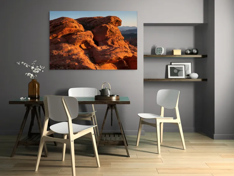 Tablou Canvas, "Rock Formation at Sunset", Pietre, Roci, Apus, Peisaj, Natura, Desert, Texturi, Umareni, Umbre, Formatiuni, Soare, Lumina, 150 x 100 cm – poza 5