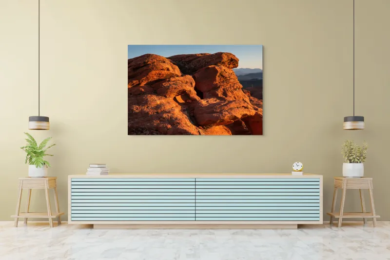 Tablou Canvas, "Rock Formation at Sunset", Pietre, Roci, Apus, Peisaj, Natura, Desert, Texturi, Umareni, Umbre, Formatiuni, Soare, Lumina, 150 x 100 cm – poza 6