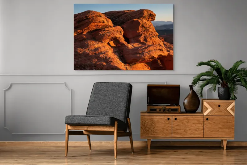 Tablou Canvas, "Rock Formation at Sunset", Pietre, Roci, Apus, Peisaj, Natura, Desert, Texturi, Umareni, Umbre, Formatiuni, Soare, Lumina, 150 x 100 cm – poza 8