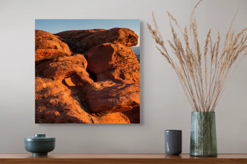Tablou Canvas, "Rock Formation at Sunset", Pietre, Roci, Apus, Peisaj, Natura, Desert, Texturi, Umareni, Umbre, Formatiuni, Soare, Lumina, 50 x 50 cm – poza 4