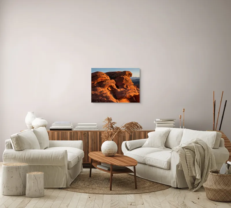 Tablou Canvas, "Rock Formation at Sunset", Pietre, Roci, Apus, Peisaj, Natura, Desert, Texturi, Umareni, Umbre, Formatiuni, Soare, Lumina, 70 x 50 cm – poza 6