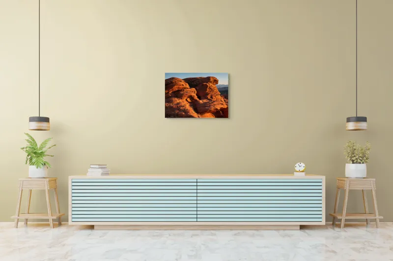 Tablou Canvas, "Rock Formation at Sunset", Pietre, Roci, Apus, Peisaj, Natura, Desert, Texturi, Umareni, Umbre, Formatiuni, Soare, Lumina, 70 x 50 cm – poza 7