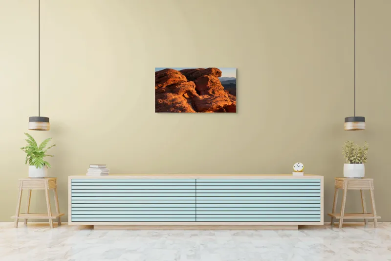 Tablou Canvas, "Rock Formation at Sunset", Pietre, Roci, Apus, Peisaj, Natura, Desert, Texturi, Umareni, Umbre, Formatiuni, Soare, Lumina, 90 x 50 cm – poza 5