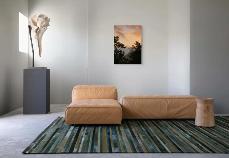 Tablou Canvas, "Muntele magic la asfințit vechi.", Munte, Apus, Siluete, Copaci, Cer, Norii, Peisaj, Lumină, Natură, Liniște, 50 x 70 cm – poza 7