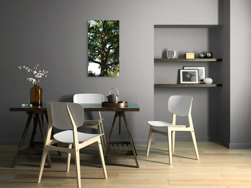 Tablou Canvas, "Stejarul bătrân în splendoarea verii", Frunze, Ramuri, Trunchi, Lumina, Umbre, Cer, Natura, Copac, Verdeturi, Vegetatie, 50 x 90 cm – poza 4