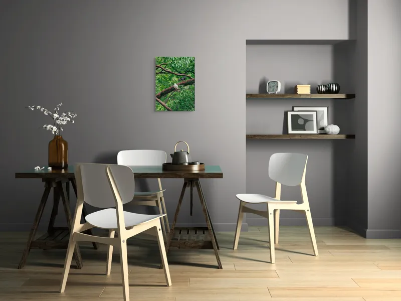 Tablou Canvas, "Porumbeii odihnindu-se pe crengi verzi", Porumbei, Ramuri, Frunze, Verdeață, Natură, Liniște, Armonie, Contemplare, 39 x 54 cm – poza 7