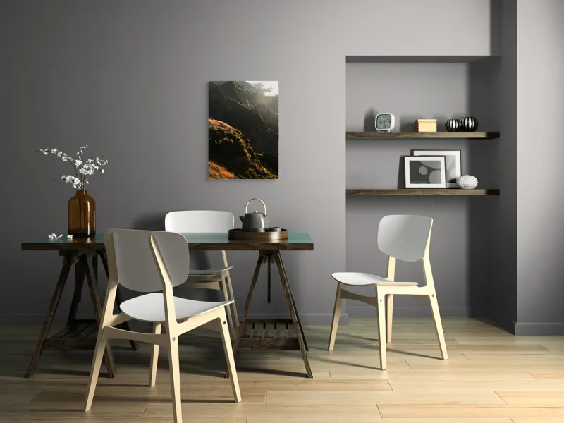 Tablou Canvas, "Razele soarelui peste crestele munților", Munte, Apus, Vegetație, Creste, Seninătate, Lumini, Umbre, Natură, Frumusețe, Serpentine, 50 x 70 cm – poza 5