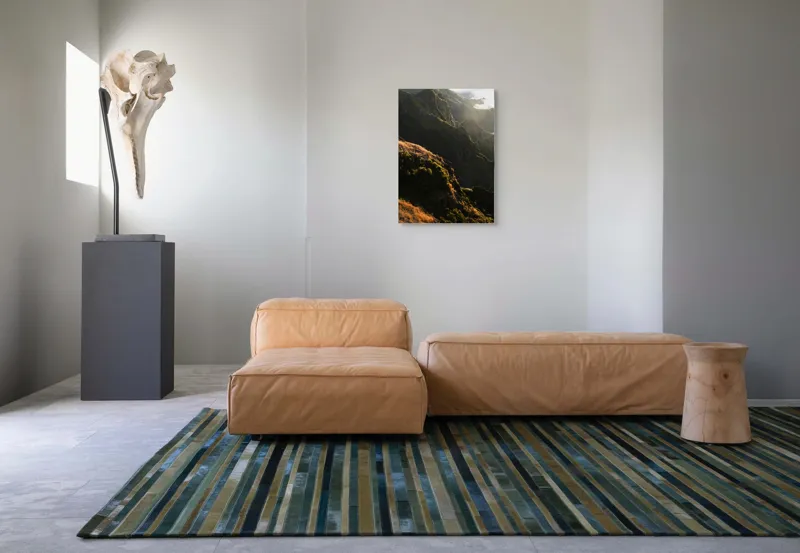 Tablou Canvas, "Razele soarelui peste crestele munților", Munte, Apus, Vegetație, Creste, Seninătate, Lumini, Umbre, Natură, Frumusețe, Serpentine, 50 x 70 cm – poza 7