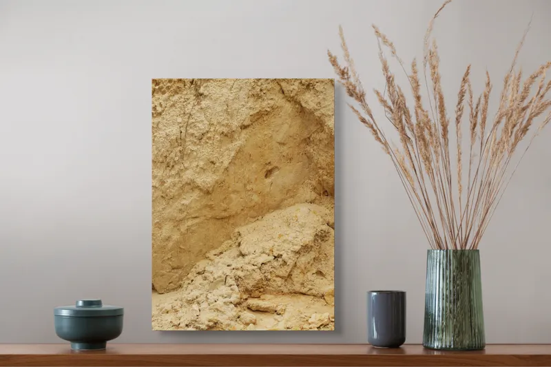 Tablou Canvas, "Eroziunea grosieră a pietrei galbene", Sol, Textură, Nisip, Strat, Erodare, Natural, Rugozitate, Culoare, Pământ, Suprafață, 39 x 54 cm – poza 3