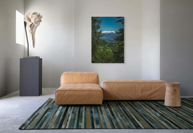 Tablou Canvas, "Priveliște montană prin pădurile verzi", Munte, Zăpadă, Brazi, Cer, Verdeață, Peisaj, Vârfuri, Pădure, Natură, Frumusețe, 70 x 100 cm – poza 7