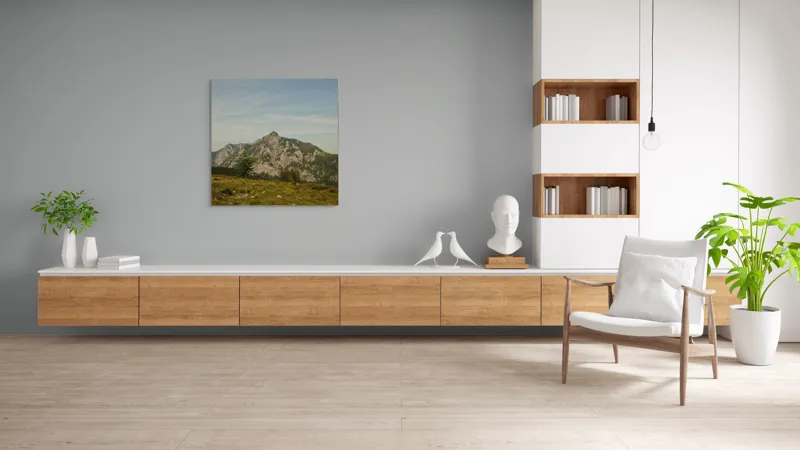 Tablou Canvas, "Muntele însorit al dimineții liniștite", Munte, Cer, Pădure, Iarbă, Piatră, Linie, Vârf, Natură, Verde, Peisaj, 100 x 100 cm – poza 8
