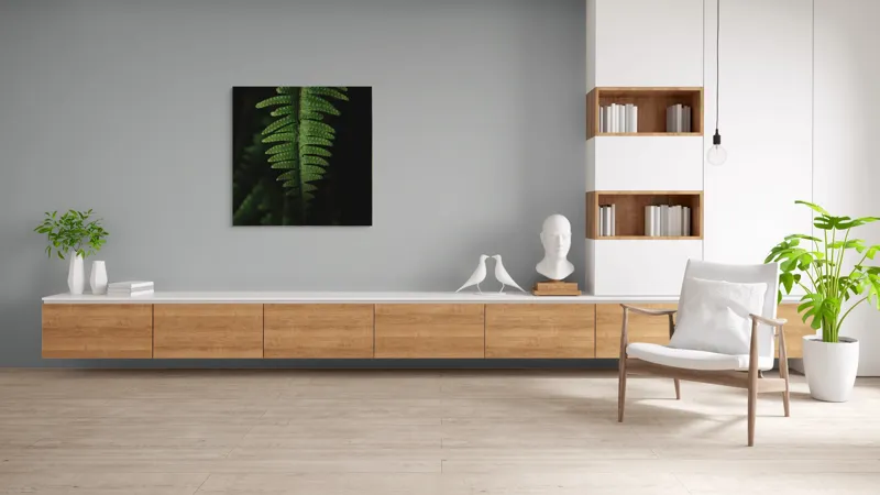 Tablou Canvas, "Frunza de ferigă în umbră verde", Frunză, Verde, Fern, Natură, Umbre, Textură, Detaliu, Frunziș, Închidere, Vegetație, 100 x 100 cm – poza 8