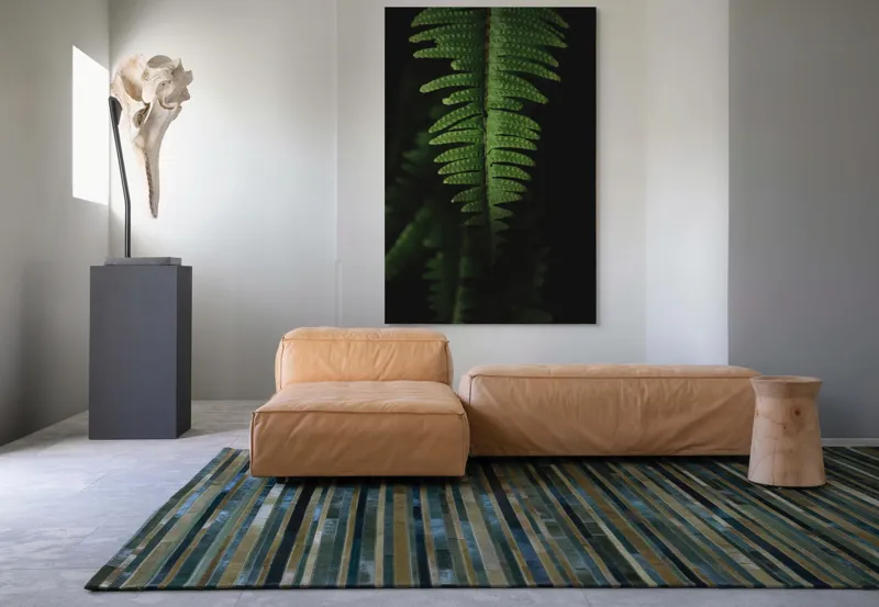 Tablou Canvas, "Frunza de ferigă în umbră verde", Frunză, Verde, Fern, Natură, Umbre, Textură, Detaliu, Frunziș, Închidere, Vegetație, 100 x 150 cm – poza 7
