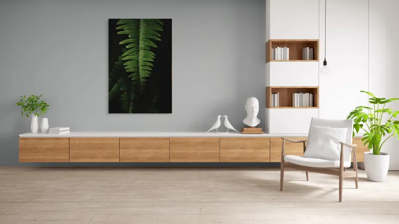 Tablou Canvas, "Frunza de ferigă în umbră verde", Frunză, Verde, Fern, Natură, Umbre, Textură, Detaliu, Frunziș, Închidere, Vegetație, 100 x 150 cm – poza 8