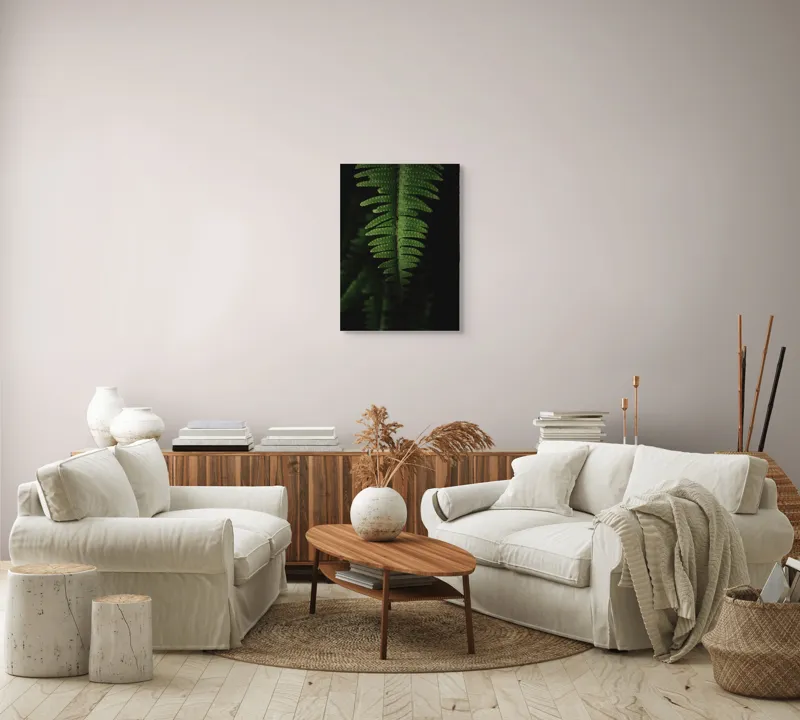 Tablou Canvas, "Frunza de ferigă în umbră verde", Frunză, Verde, Fern, Natură, Umbre, Textură, Detaliu, Frunziș, Închidere, Vegetație, 50 x 70 cm – poza 4