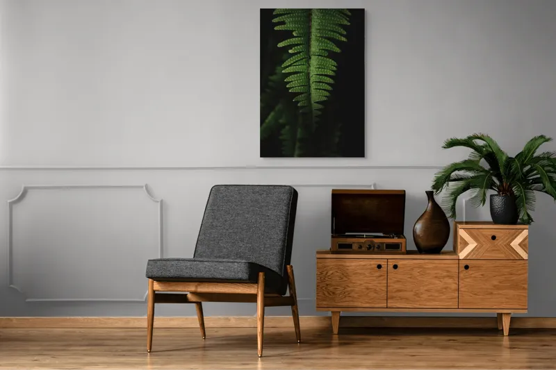 Tablou Canvas, "Frunza de ferigă în umbră verde", Frunză, Verde, Fern, Natură, Umbre, Textură, Detaliu, Frunziș, Închidere, Vegetație, 70 x 100 cm – poza 6